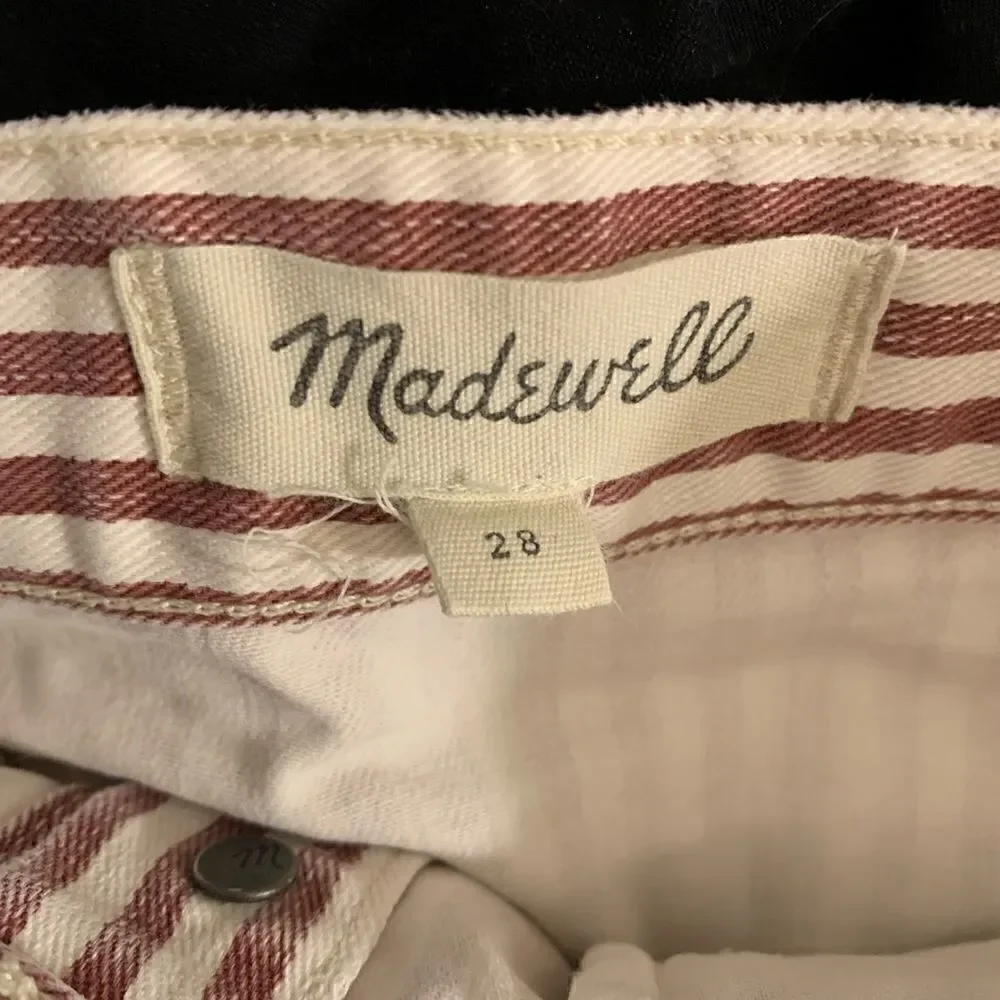 Madewell purple/white striped button down stretch denim skirt Size 28
